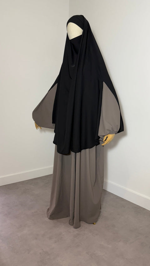 Khimar à FENTES en SOIE DE MEDINE Mi - Long - IMAYZA